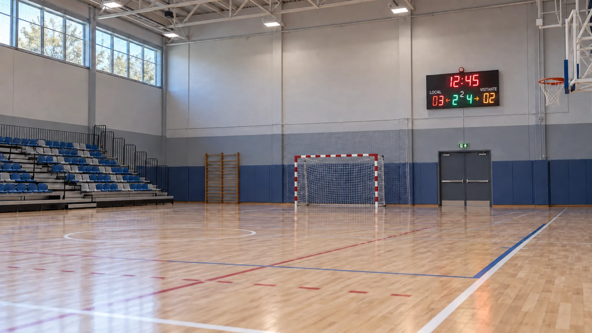 Tablero multideporte instalado en un polideportivo
